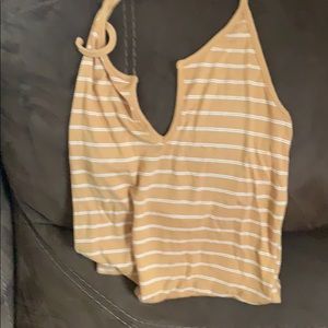 urban outfitters mustard striped halter top